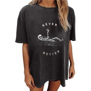 Vintage Graphic Tee for Women - Cute Oversized Short Sleeve Spring Shirt